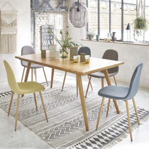 Tisch aus massivem Mindi 8 pers. 165x75x165cm Holz Beige BERAH GETAH Möbel Esszimmermöbel Esstische