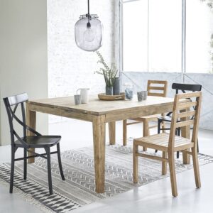 wohnli-moebel-suche-M20028392-1 Ausziehbarer Tisch aus recyceltem Teakholz 12 Personen 140x77x140cm Holz Beige BERAH GETAH Möbel Esszimmermöbel Esstische