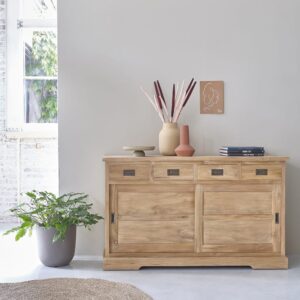 wohnli-moebel-suche-M20028972-1 Buffet aus massivem Teakholz 150 cm 150x90x150cm Holz Beige BERAH GETAH Möbel Esszimmermöbel Sideboards, Highboards & niedrige Anrichten