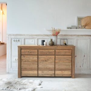 160x90x160cm Holz Beige BERAH GETAH Möbel Esszimmermöbel Sideboards, Highboards & niedrige Anrichten