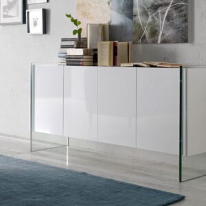 wohnli-moebel-suche-M20028991-1 Weißes Sideboard mit Glasseiten 43x77x170cm Holz Weiß Angel Cerda Möbel Esszimmermöbel Sideboards, Highboards & niedrige Anrichten