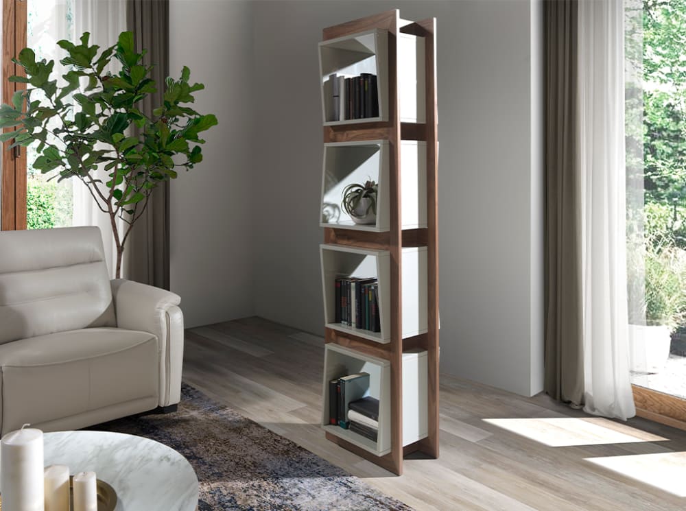 Walnuss-Würfelregal 41x200x50cm Holz Braun Angel Cerda Möbel Wohnzimmermöbel Regale