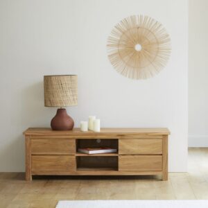 wohnli-moebel-suche-M20029109-1 TV-Schrank aus massivem Teakholz 150 cm 151x50x150cm Holz Beige BERAH GETAH Möbel Wohnzimmermöbel TV-Möbel