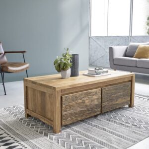 Couchtisch aus recyceltem massivem Teakholz 120 cm 120x43x120cm Holz Beige BERAH GETAH Möbel Wohnzimmermöbel Couchtische