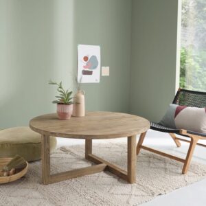 Couchtisch aus recyceltem massivem Teakholz Ø 100 cm 100x45x100cm Holz Beige BERAH GETAH Möbel Wohnzimmermöbel Couchtische