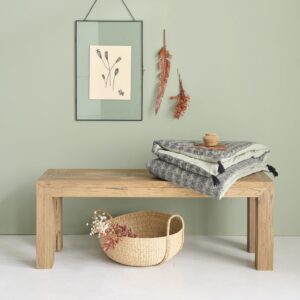 Bank aus recyceltem massivem Teakholz 120 cm 120x45x120cm Holz Beige BERAH GETAH Möbel Esszimmermöbel Sitzbank und Holzbank