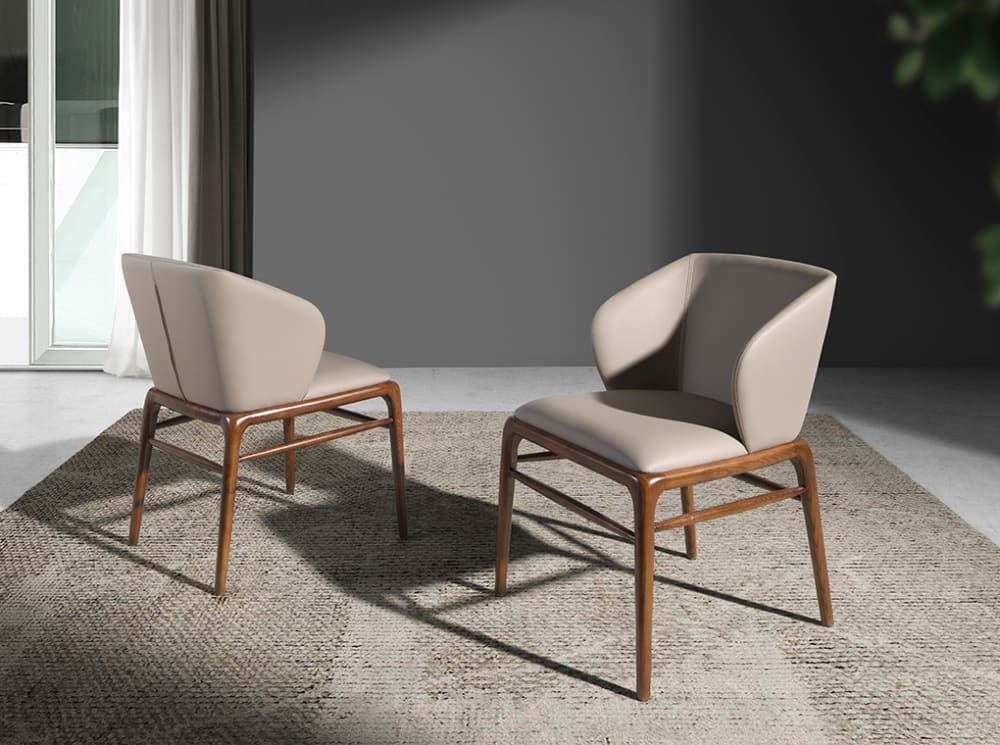 Stuhl aus Kunstleder mit walnussfarbener Holzstruktur 60x76x55cm PVC und Synthetik Taupe Angel Cerda Möbel Esszimmermöbel Stühle