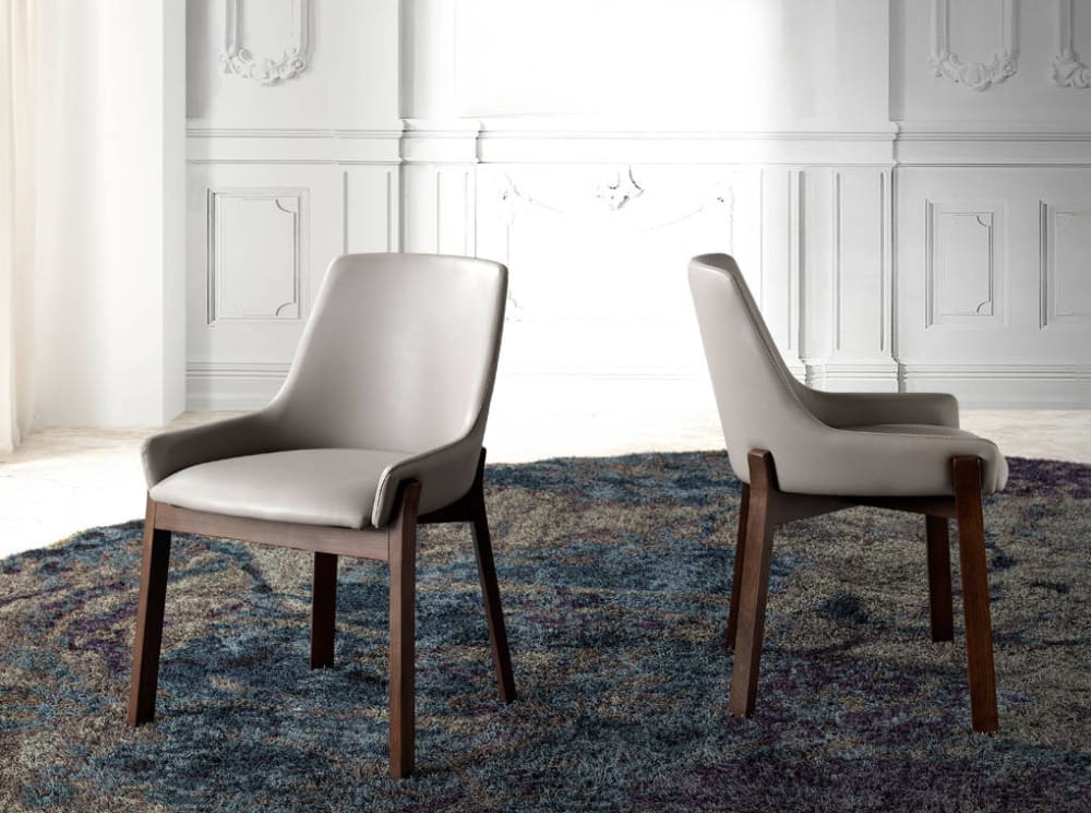 Esstischstuhl mit Walnussstruktur 60x80x59cm PVC und Synthetik Taupe Angel Cerda Möbel Esszimmermöbel Stühle