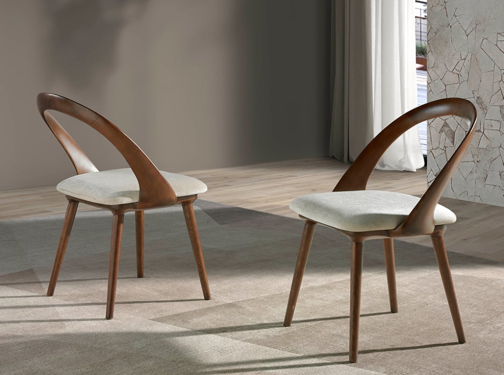 Esstischstuhl in Walnussoptik 59x78x53cm PVC und Synthetik Taupe Angel Cerda Möbel Esszimmermöbel Stühle