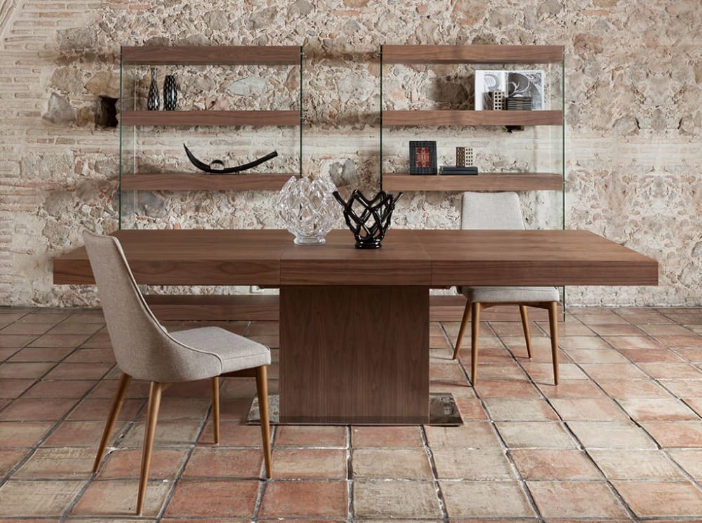 Ausziehbarer Esstisch Walnussholz 100x75x180cm Holz Braun Angel Cerda Möbel Esszimmermöbel Esstische
