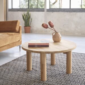 Couchtisch aus massivem Teakholz Ø 80 cm 80x40x80cm Holz Beige BERAH GETAH Möbel Wohnzimmermöbel Couchtische