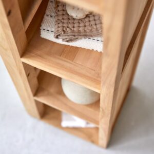 wohnli-moebel-suche-M20031221-1 Schrägschrank aus massivem Teak 30x150x35cm Holz Beige Tikamoon Möbel Badezimmermöbel Bad-Hochschränke