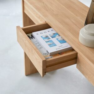 Konsole aus massivem Eichenholz 120x78x35cm Holz Braun Tikamoon Möbel Wohnzimmermöbel Konsolentische