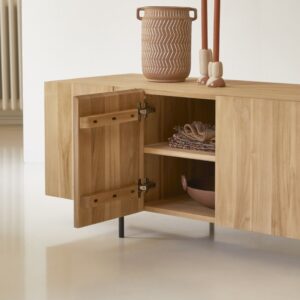 wohnli-moebel-suche-M20031642-1 Niedriges Buffet aus massivem Teakholz 165 cm 165x54x55cm Holz Beige Tikamoon Möbel Esszimmermöbel Sideboards, Highboards & niedrige Anrichten