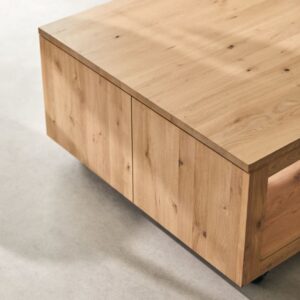 Quadratischer Couchtisch aus massivem Eichenholz 80x41x80cm Holz Braun Tikamoon Möbel Wohnzimmermöbel Couchtische