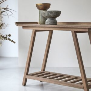 Hohe Konsole aus massivem Nussbaum 110x75x40cm Holz Braun Tikamoon Möbel Wohnzimmermöbel Konsolentische