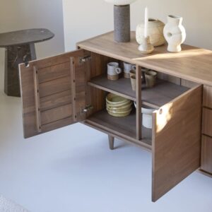 wohnli-moebel-suche-M20031653-1 Buffet aus massivem Nussbaum 145 cm 145x76x45cm Holz Braun Tikamoon Möbel Esszimmermöbel Sideboards, Highboards & niedrige Anrichten