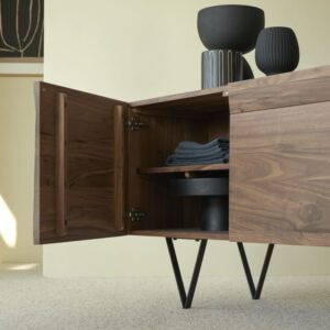 wohnli-moebel-suche-M20031656-1 Buffet aus massivem Nussbaum 175 cm 175x75x46cm Holz Braun Tikamoon Möbel Esszimmermöbel Sideboards, Highboards & niedrige Anrichten