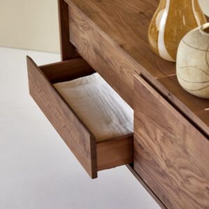 Buffet aus massivem Nussbaum 130 cm 130x60x35cm Holz Braun Tikamoon Möbel Esszimmermöbel Sideboards, Highboards & niedrige Anrichten