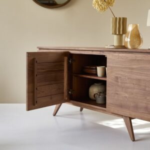 Buffet aus massivem Nussbaum 180 cm 177x76x45cm Holz Braun Tikamoon Möbel Esszimmermöbel Sideboards, Highboards & niedrige Anrichten