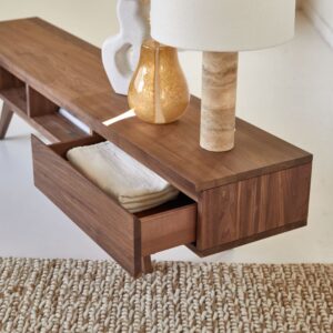 TV Schrank aus massivem Nussbaum 180 cm 180x40x35cm Holz Braun Tikamoon Möbel Wohnzimmermöbel TV-Möbel