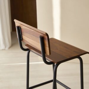 Barstuhl aus massivem Palisanderholz und Metall 50x102x46cm Holz Braun Tikamoon Möbel Esszimmermöbel Barhocker