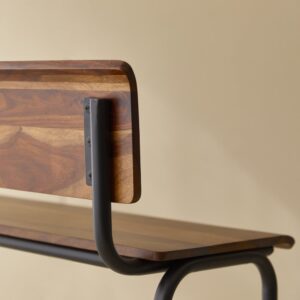 Hohe Bank aus massivem Palisanderholz und Metall 120x102x46cm Holz Braun Tikamoon Möbel Esszimmermöbel Stühle