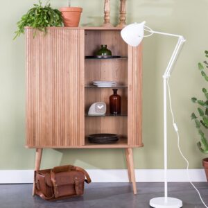 wohnli-moebel-suche-M20032437-1 Hochschrank Barbier aus Naturholz mit Schiebetüren 45x140x100cm Spanplatte Braun Zuiver Möbel Esszimmermöbel Sideboards, Highboards & niedrige Anrichten