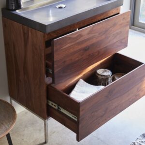 Badezimmermöbel aus massivem Palisander und Lavastein 80 cm 81x95x46cm Holz Braun Tikamoon Möbel Badezimmermöbel Waschtische