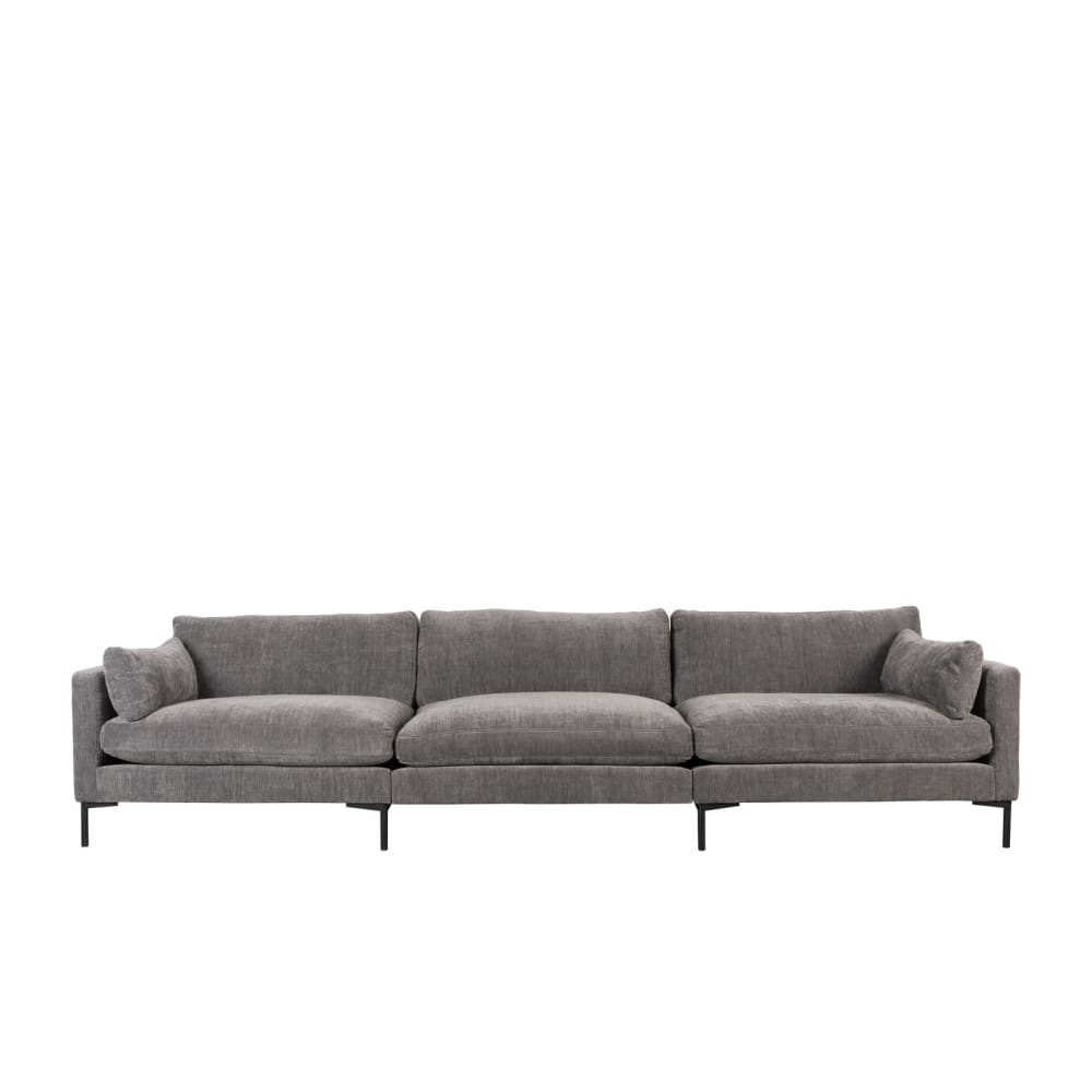 Wohnli Möbelsuche - Bequemes 5-Sitzer-Sofa aus grauem Stoff L335 cm