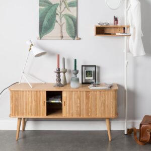 Skandinavisches Lowboard aus Naturholz mit Schiebetüren 120x57x40cm Holz Beige Zuiver Möbel Esszimmermöbel Sideboards, Highboards & niedrige Anrichten