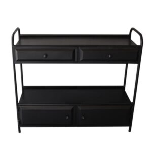 Konsole aus Metall mit 4 Schubladen 100x83x35cm Metall Schwarz Decoclico Möbel Wohnzimmermöbel Konsolentische