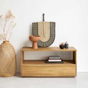 wohnli-moebel-suche-M20047295-1 TV-Möbel aus massivem Teakholz 90 cm 90x45x35cm Holz Beige BERAH GETAH Möbel Wohnzimmermöbel TV-Möbel