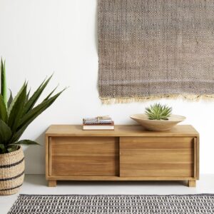 wohnli-moebel-suche-M20047313-1 TV-Möbel aus massivem Teakholz 100 cm 100x35x100cm Holz Beige BERAH GETAH Möbel Wohnzimmermöbel TV-Möbel