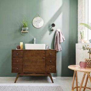 Badezimmermöbel aus massivem Mindi 100 cm 100x75x100cm Holz Braun BERAH GETAH Möbel Esszimmermöbel Sideboards, Highboards & niedrige Anrichten