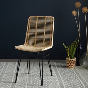 wohnli-moebel-suche-M20050373-1 Rattanstuhl und Metallbeine 43x87x39cm Rattan Beige BERAH GETAH Möbel Esszimmermöbel Stühle