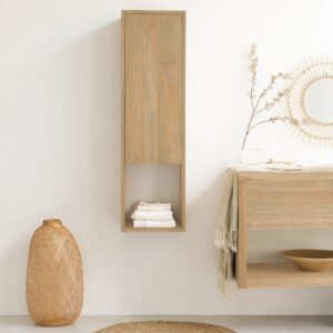 Hängende Badezimmersäule aus Gummibaumholz 120 35x35x120cm Holz Beige BERAH GETAH Möbel Badezimmermöbel Bad-Hochschränke