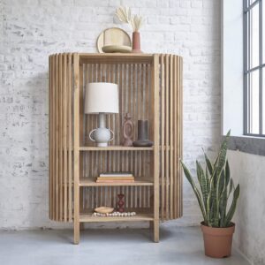 Bücherregal aus massivem Teakholz 160 cm 120x160x120cm Holz Beige BERAH GETAH Möbel Wohnzimmermöbel Bücherregale