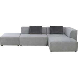 Wohnli Möbelsuche - 4-Sitzer-Ecksofa mit mobilem Hocker mit Stoffbezug