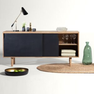 Sideboard aus Mangoholz Hanko 160x74x45cm Holz Schwarz Decoclico Möbel Esszimmermöbel Sideboards, Highboards & niedrige Anrichten