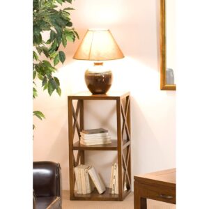 wohnli-moebel-suche-M21006223-1 Regal mit 2 Fächern und Sprossen aus Mindiholz 40x80x35cm Holz Braun MACABANE Möbel Wohnzimmermöbel Bücherregale