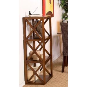 wohnli-moebel-suche-M21006232-1 Regal mit 3 Fächern mit Sprossen aus Mindiholz 40x120x35cm Holz Braun MACABANE Möbel Wohnzimmermöbel Bücherregale
