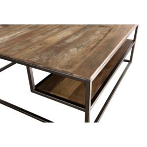 wohnli-moebel-suche-M21007290-1 Quadratischer Couchtisch aus recyceltem Holz und Metall L100 100x40x100cm Holz Braun MACABANE Möbel Wohnzimmermöbel Couchtische