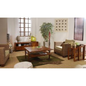 Niedriges TV-Möbel mit 3 Schubladen aus Mindiholz 140x50x40cm Holz Braun MACABANE Möbel Wohnzimmermöbel TV-Möbel