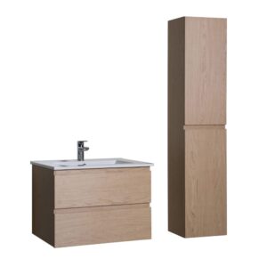 wohnli-moebel-suche-M21009552-1 Einzelmöbel + Spüle + -Hochschrank 60x43x43cm Spanplatte Braun Mob In Möbel Badezimmermöbel Waschbecken