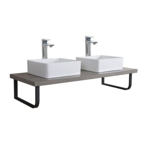 wohnli-moebel-suche-M21010052-1 Doppelwaschtischplatte + -Halterungen 120x3x49cm Spanplatte Grau Mob In Möbel Badezimmermöbel Waschtische