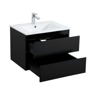 Waschtischunterschrank mit Einzelwaschbecken 60x43x43cm Spanplatte Schwarz Mob In Möbel Badezimmermöbel Waschbecken