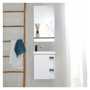 Waschtisch-Set mit seitlicher Ablage und Spiegelablage 24x53x42cm Spanplatte Weiß Mob In Möbel Badezimmermöbel Waschtische