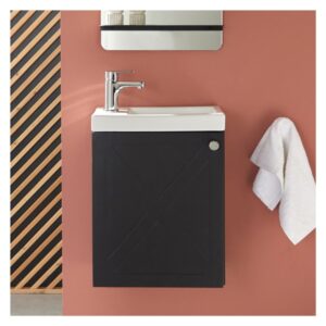 wohnli-moebel-suche-M21011392-1 AVA Handwaschbecken + Wasserhahn-Set 21x53x41cm Spanplatte Schwarz Mob In Möbel Badezimmermöbel Waschtische