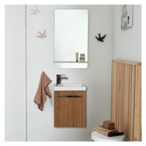 wohnli-moebel-suche-M21011393-1 Nevada Wand-Waschtisch-Set mit Spiegel und Ablage 21x53x41cm Spanplatte Braun Mob In Möbel Badezimmermöbel Waschtische